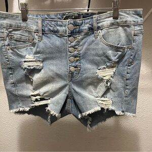 Torrid Button-Fly Ripped Jean Shorts